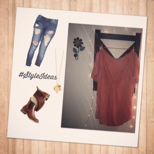 Adorable Coral chiffon flowey top